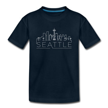 Seattle, Washington Youth T-Shirt - Skyline Youth Seattle Tee - deep navy