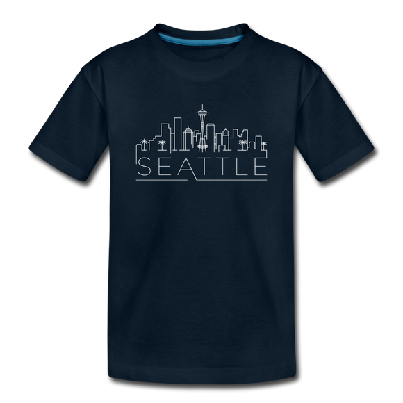 Seattle, Washington Youth T-Shirt - Skyline Youth Seattle Tee - deep navy