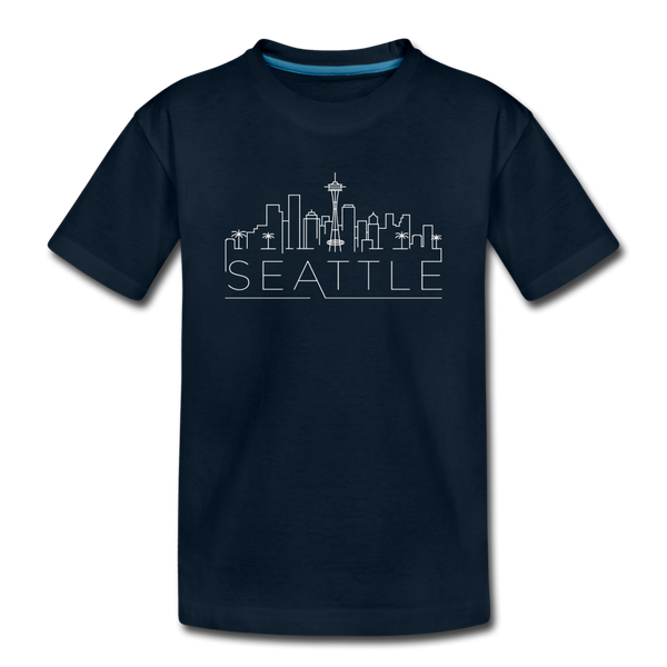 Seattle, Washington Youth T-Shirt - Skyline Youth Seattle Tee - deep navy