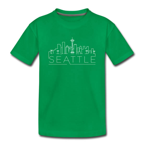 Seattle, Washington Youth T-Shirt - Skyline Youth Seattle Tee - kelly green