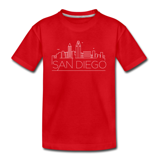 San Diego, California Youth T-Shirt - Skyline Youth San Diego Tee - red