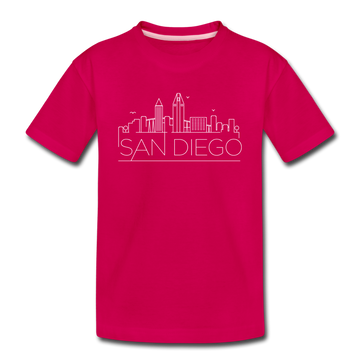 San Diego, California Youth T-Shirt - Skyline Youth San Diego Tee - dark pink