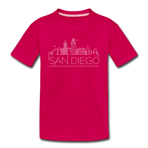 San Diego, California Youth T-Shirt - Skyline Youth San Diego Tee - dark pink