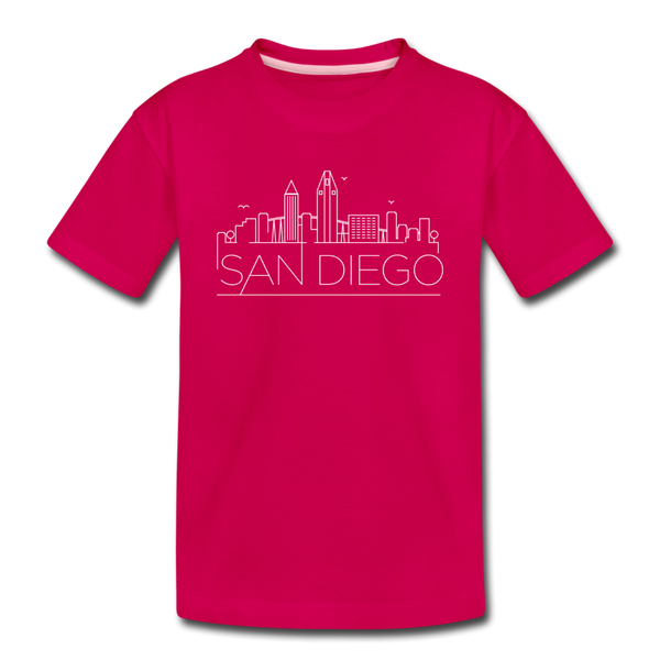San Diego, California Youth T-Shirt - Skyline Youth San Diego Tee - dark pink