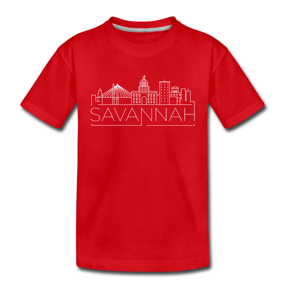 Savannah, Georgia Youth T-Shirt - Skyline Youth Savannah Tee - red