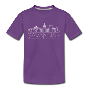 Savannah, Georgia Youth T-Shirt - Skyline Youth Savannah Tee - purple