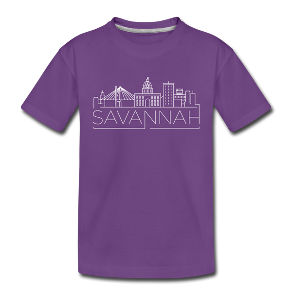 Savannah, Georgia Youth T-Shirt - Skyline Youth Savannah Tee - purple