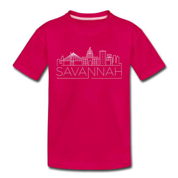 Savannah, Georgia Youth T-Shirt - Skyline Youth Savannah Tee - dark pink