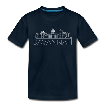 Savannah, Georgia Youth T-Shirt - Skyline Youth Savannah Tee - deep navy