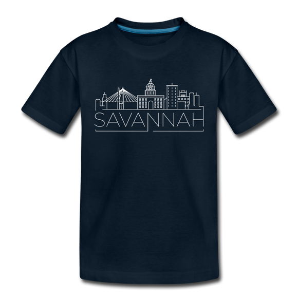 Savannah, Georgia Youth T-Shirt - Skyline Youth Savannah Tee - deep navy
