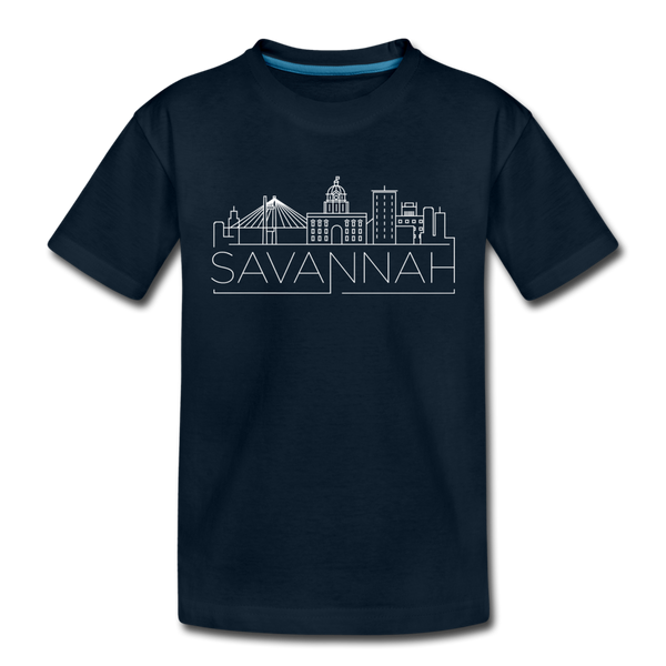 Savannah, Georgia Youth T-Shirt - Skyline Youth Savannah Tee - deep navy