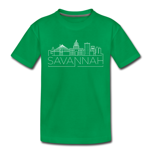 Savannah, Georgia Youth T-Shirt - Skyline Youth Savannah Tee - kelly green