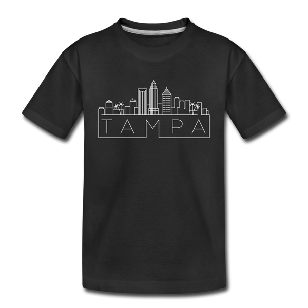 Tampa, Florida Youth T-Shirt - Skyline Youth Tampa Tee - black