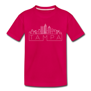 Tampa, Florida Youth T-Shirt - Skyline Youth Tampa Tee - dark pink