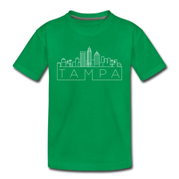 Tampa, Florida Youth T-Shirt - Skyline Youth Tampa Tee - kelly green