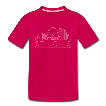St. Louis, Missouri Youth T-Shirt - Skyline Youth St. Louis Tee - dark pink