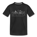 Wichita, Kansas Youth T-Shirt - Skyline Youth Wichita Tee - black