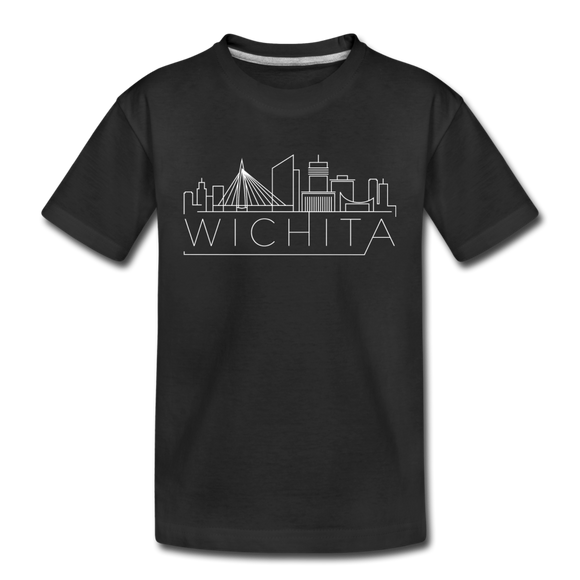Wichita, Kansas Youth T-Shirt - Skyline Youth Wichita Tee - black