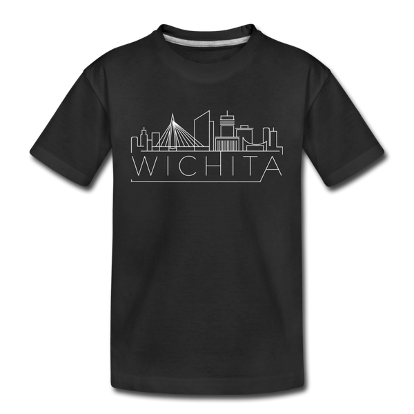Wichita, Kansas Youth T-Shirt - Skyline Youth Wichita Tee - black