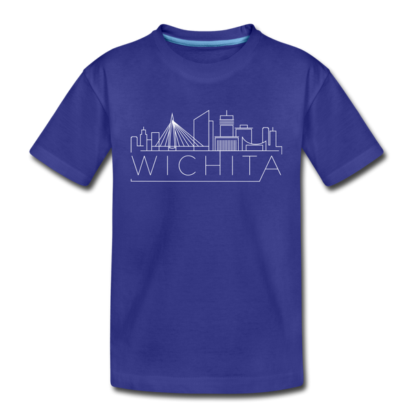 Wichita, Kansas Youth T-Shirt - Skyline Youth Wichita Tee - royal blue