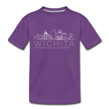 Wichita, Kansas Youth T-Shirt - Skyline Youth Wichita Tee - purple