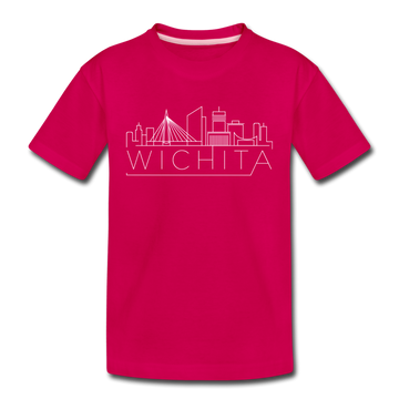 Wichita, Kansas Youth T-Shirt - Skyline Youth Wichita Tee - dark pink