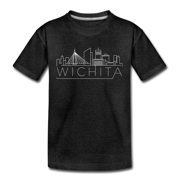 Wichita, Kansas Youth T-Shirt - Skyline Youth Wichita Tee - charcoal gray