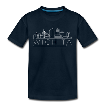 Wichita, Kansas Youth T-Shirt - Skyline Youth Wichita Tee - deep navy