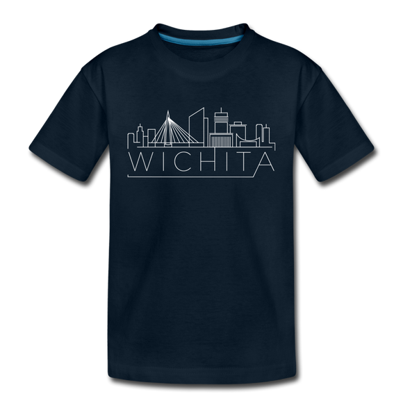 Wichita, Kansas Youth T-Shirt - Skyline Youth Wichita Tee - deep navy