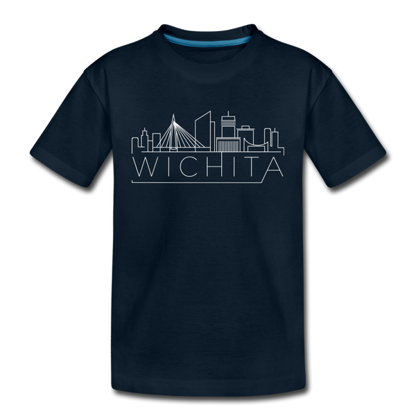 Wichita, Kansas Youth T-Shirt - Skyline Youth Wichita Tee - deep navy