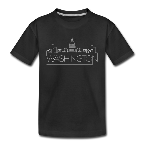 Washington DC Youth T-Shirt - Skyline Youth Washington DC Tee - black