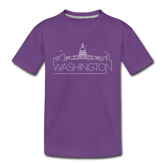 Washington DC Youth T-Shirt - Skyline Youth Washington DC Tee - purple