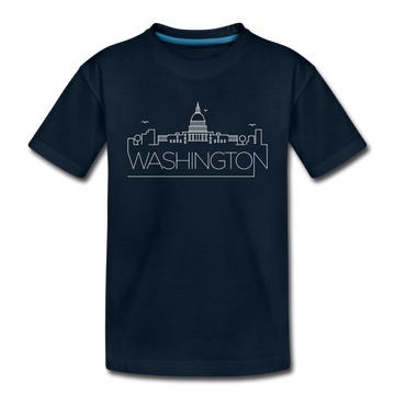 Washington DC Youth T-Shirt - Skyline Youth Washington DC Tee - deep navy