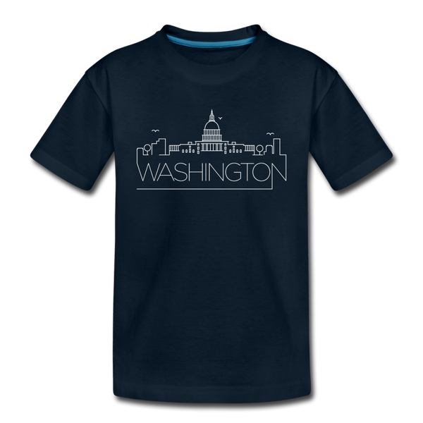 Washington DC Youth T-Shirt - Skyline Youth Washington DC Tee - deep navy