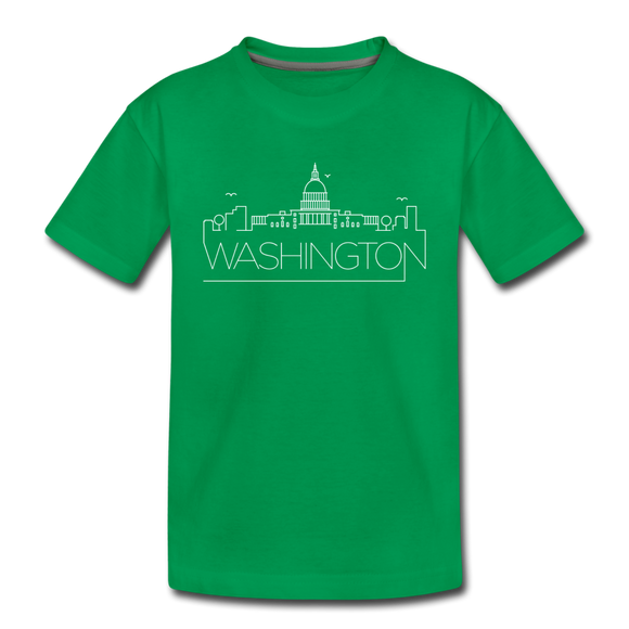 Washington DC Youth T-Shirt - Skyline Youth Washington DC Tee - kelly green