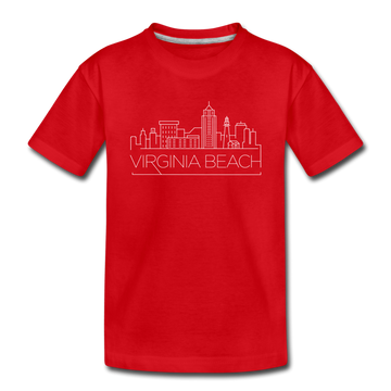 Virginia Beach, Virginia Youth T-Shirt - Skyline Youth Virginia Beach Tee - red
