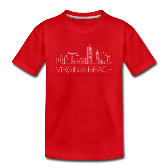 Virginia Beach, Virginia Youth T-Shirt - Skyline Youth Virginia Beach Tee - red