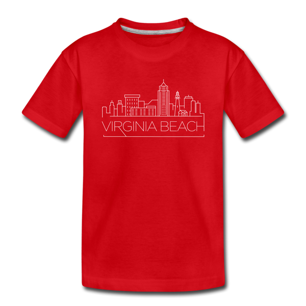 Virginia Beach, Virginia Youth T-Shirt - Skyline Youth Virginia Beach Tee - red