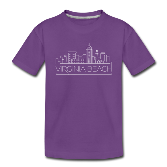 Virginia Beach, Virginia Youth T-Shirt - Skyline Youth Virginia Beach Tee - purple