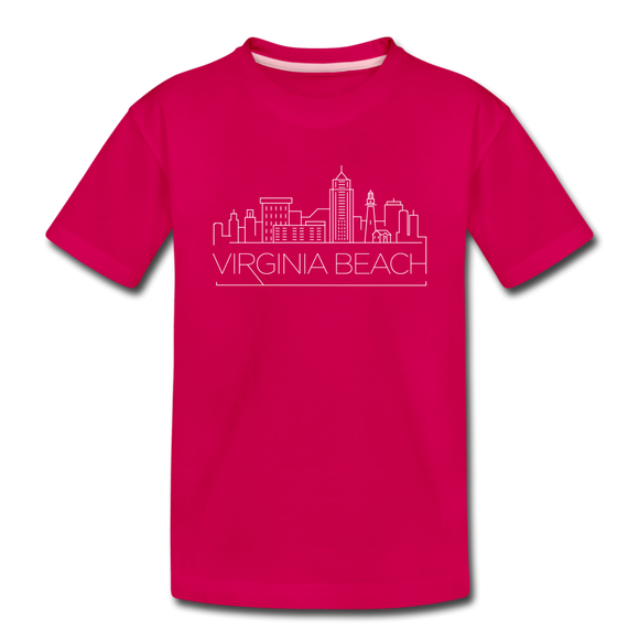 Virginia Beach, Virginia Youth T-Shirt - Skyline Youth Virginia Beach Tee - dark pink