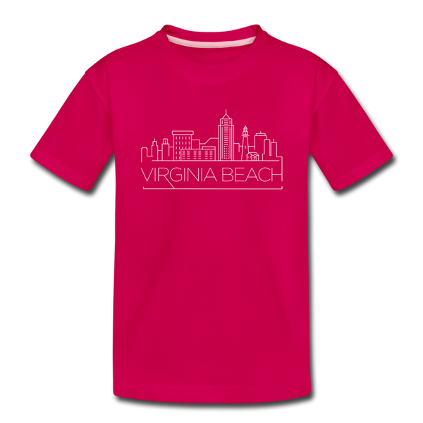 Virginia Beach, Virginia Youth T-Shirt - Skyline Youth Virginia Beach Tee - dark pink