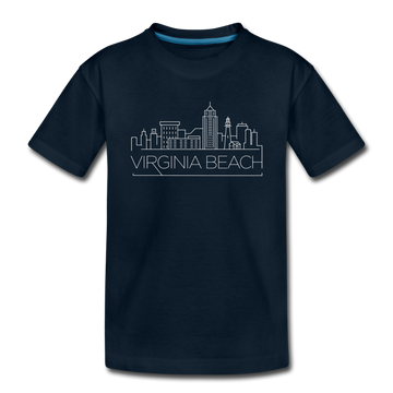 Virginia Beach, Virginia Youth T-Shirt - Skyline Youth Virginia Beach Tee - deep navy