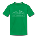 Virginia Beach, Virginia Youth T-Shirt - Skyline Youth Virginia Beach Tee - kelly green