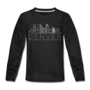 Denver, Colorado Youth Long Sleeve Shirt - Skyline Youth Long Sleeve Denver Tee - black