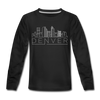 Denver, Colorado Youth Long Sleeve Shirt - Skyline Youth Long Sleeve Denver Tee - black