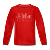 Denver, Colorado Youth Long Sleeve Shirt - Skyline Youth Long Sleeve Denver Tee - red