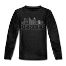 Denver, Colorado Youth Long Sleeve Shirt - Skyline Youth Long Sleeve Denver Tee - charcoal gray