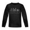 Denver, Colorado Youth Long Sleeve Shirt - Skyline Youth Long Sleeve Denver Tee - charcoal gray