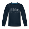 Denver, Colorado Youth Long Sleeve Shirt - Skyline Youth Long Sleeve Denver Tee - deep navy