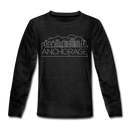 Anchorage, Alaska Youth Long Sleeve Shirt - Skyline Youth Long Sleeve Anchorage Tee - charcoal gray